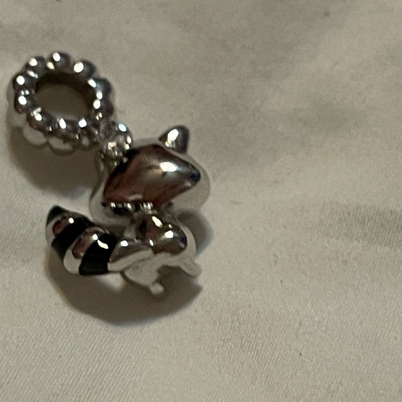 Sterling Silver and Pink Raccoon Charm Pendant - Picture 9 of 11